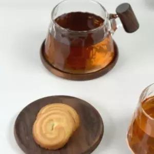 뉴 로렐 글라스 머그컵 받침 2인세트 200ml유리 코스터 티코스터 유리잔 받침대