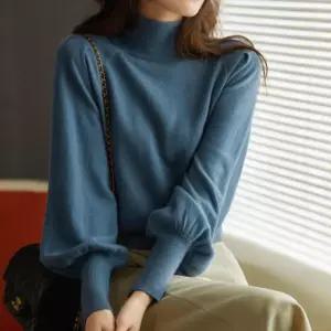 퍼프소매 여성 니트티 터틀넥 여자 긴팔 셔츠겨울룩 따뜻한 목폴라셔츠 셔츠 예쁜 예쁜셔츠