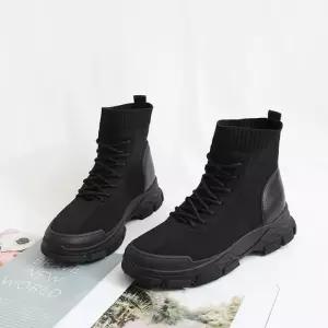 여자 가을 겨울 니트 삭스 통굽 앵클부츠