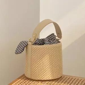 (색상1 라비라비도트백)귀여운 여름 여행용 여성 라탄 미니 핸드백 토트백 가방