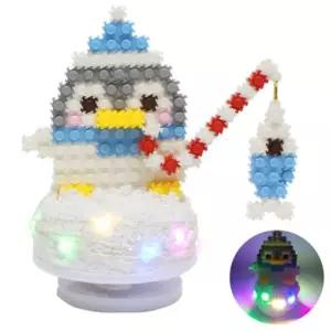(이지툭툭블럭) 크리스마스 무드등3_펭귀니오르골펜꽂이 만들기 미니 나노 블록 디폼 무드등 소품 LED등 툭