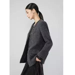 모직 빈티지 가을 코트 히든 클래식 트위드 숏 여자모직코트 스팽글 탑 ible3