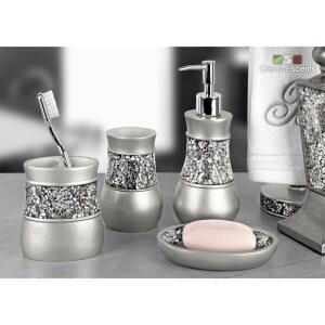 CREATIVE SCENTS CRACKLED GLASS 욕실 텀블러 크래클 헹굼 유리 물용 장식용 세정제 텀블러 머그 구강 위한 실버 최고의 헹굼을