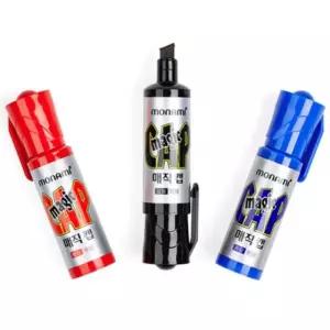 모나미 매직캡 사각닙 12자루유성 사무용 학습용 네임펜 휴대용 매직 적색 흑색 다용도