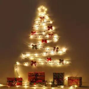 diy 가랜드 크리스마스 트리 전구 줄 조명 장식 소품 led 리본끈-실버 골드 10m가 꾸미기 만들기 가만들기