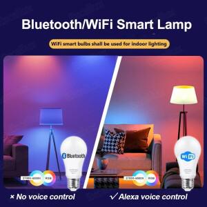 Tuya E27 Led 램프 App 제어 Bluetooth/WiFi 전구 15W RGB CW WW 스마트 Amazon Alexa Google Assistant와