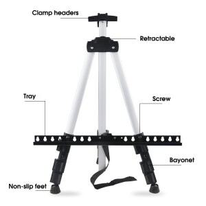 아티스트 미술 용품에 대 한 휴대용 조정 가능한 금속 스케치 이젤 드로잉 스탠드 접이식 여행 선반 가방