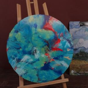 아티스트 페인팅 보드용 면 블랭크 나무 두꺼운 오일 페인트, 액자 원형 캔버스 드로잉