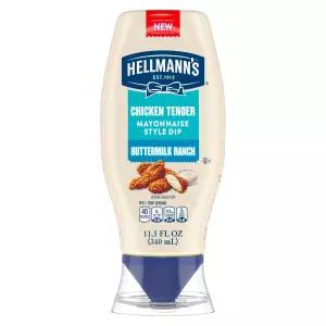 헬만스 버터밀크 랜치 치킨 텐더 마요네즈 스타일 딥 맛있는 맛 인공 향료 없음 11.5 Fl Oz