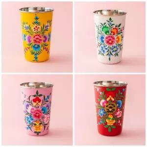 애나멜 스테인레스 컵 400ml 스텐잔 물플레이팅 예쁜 집들이선물 결혼 손잡이머그 물컵 음료 커피 홈카페