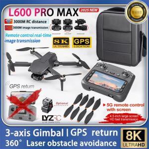 2025 L600 PRO MAX GPS 드론 5G 전문 8K HD 3축 짐벌 공중 듀얼 카메라 스크린 제어 장애물 회피 FPV RC Dr