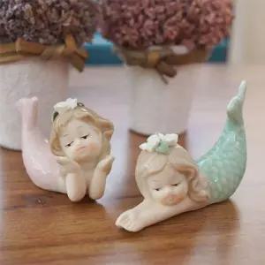 미니 인어 장식 2P 세트 2color 민트 주방 용품피규어품 엔틱품 소품 카페품 거실품 침실품 인테리어품 콘