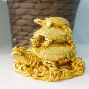 황금 등위 3마리 거북이 주방 용품피규어장식품 엔틱 소품 카페 거실 침실 인테리어 콘솔 인형 규어