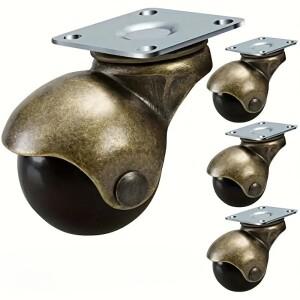 4pcs 2 인치 가구 캐스터 청동 플랫 범용 휠 브레이크 소파 좌석 음소거 볼