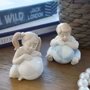 세라믹 공놀이 아이들 2P (140)소녀소년장식 도자기 집들이선물 모형 홈데코 선반 테이블 인형