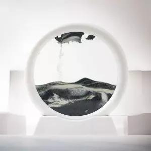 게더릭 슬로우 샌드 아트 액자 (화이트+블랙)모래 샌드멍 인테리어 움직이는 그림 모래멍 원형