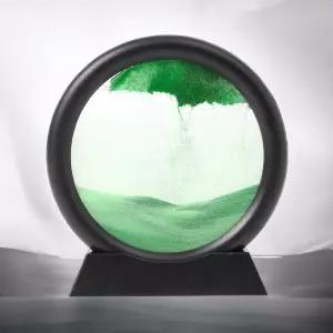 게더릭 슬로우 샌드 아트 액자 (블랙+그린)인테리어 샌드멍 움직이는모래 모래멍 오브제 시계