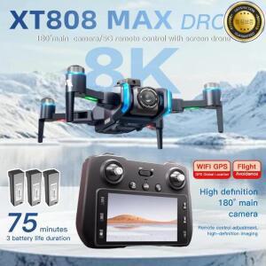 XT808 GPS 드론 전문가용 8K HD 듀얼 카메라 브러시리스 모터 5G WIFI FPV 접이식 스크린 디스플레이 RC 쿼