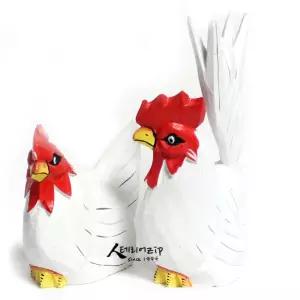 화이트 부부닭 인형 ss 인테리어소품 미니어쳐 선물 감성 목각 장식 장식품