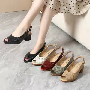 여성신발 샌들 통굽 펀칭 토오픈 덧신 소프트 에나멜 소가죽 심쿵돌직구
