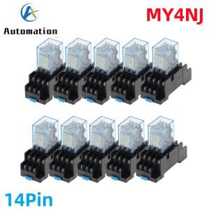 10sets MY4NJ HH54P DC 12V 24V 110V 220V AC 코일 전원 릴레이 범용 14 핀 4NO 4NC 5A PYF14A 소켓 베이스
