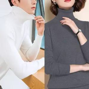 남여공용 빅사이즈 골지 니트 스판 목폴라 티셔츠터틀넥 터틀넥 오버핏 오버 겨울 루즈 폴라