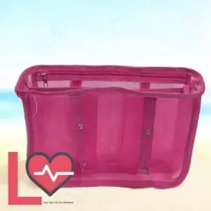 롱타임헬씨 핑크 똑딱이 수납 정리 홀백 보그 메쉬 세탁 백 정리함 수납함 EVA 빅사이즈 가방 물놀이 가방