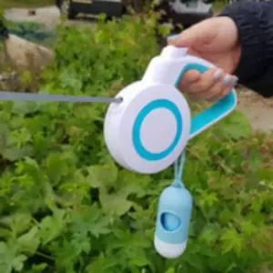 강아지 자동 야광 리드줄 5m (블루) 원터치 항균반려견목 형광목 야간산책 목줄 밤운동 산책목 용품 개목