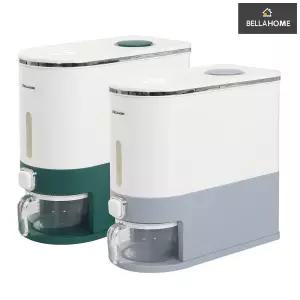 (벨라홈) 버튼식 계량쌀통 10kg(CN9888)보관용기 곡물 독항아리 잡곡 잡통 보관 보관함