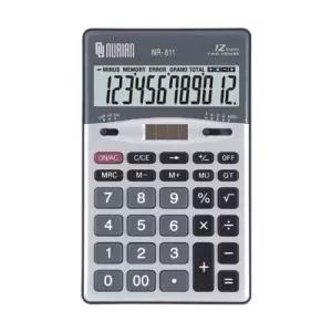 누리안 계산기 NR 811 그레이 12자리휴대용 다용도 팬시 전자 일반 사무 회사 가정용 문구