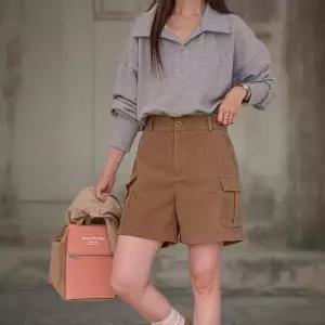 [신상오픈런]여성 골덴 카고 반바지 4부 가을 뒷밴딩 러블리 (41913814)