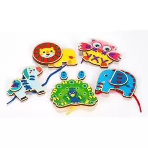 사자 코끼리 동물모형 조립 원목퍼즐 꼬메기 매듭 실꿰기 학습교구