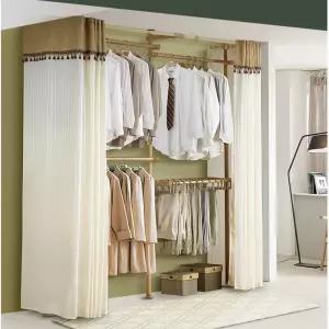 먼지차단 오염방지 천정고정 4단 커튼행거 원룸 간이옷장 조립식 옷수납 자취방