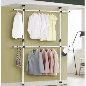 드레스룸 옷방 천정고정식 2단 행거 옷걸이 자취방 조립식옷장 시스템 옷선반