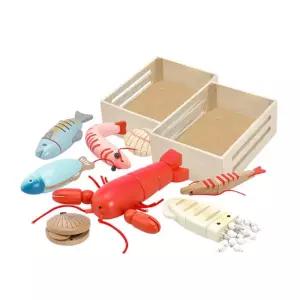 시장놀이 새우 물고기 자르기 원목생선 해산물 장난감추천 어휘력