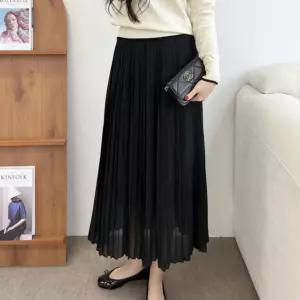 여성 데일리 캐주얼 밴딩 쉬폰 주름 롱스커트 치마플코디 20대 레어 A라인 레이스 여름 밴스커트 살랑살랑