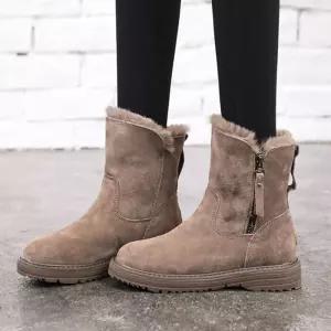퍼안감 방한 미들 워커부츠 보온 데일리 겨울슈즈 여성 숏부츠 숏털 부츠 신발 어그