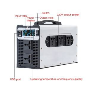 순수 사인파 인버터 12/24/48/60/72V ~ 220V 3000W DC-AC 전력 변환기 차량용 태양광 LCD 디스플레이 (5개