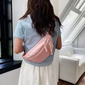 슬링백 핑크 여성 핸드폰가방 가벼운 하프문 가벼운대학생 남성크로스 소지품 여행용 용백 스포츠 슬링 크