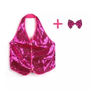 반짝이조끼세트(핑크)-대 반짝이 마술의상 사옷 마술용 파티 리본 보우타이 반짝이보 행사
