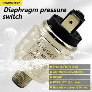 조절 가능 다이어프램 압력 스위치 공기 오일 물용 1.6MPa 5MPa 10MPa NC NO G18 연결 산업용 컴프레서 유