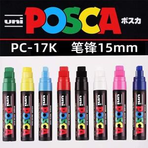 1pcs Uni POSCA Plumones PC-17k 페인트 마커 펜 큰 두꺼운 머리 팝 포스터 광고 수성 낙서 그림 15mm