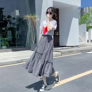 데이트룩 찰랑찰랑 허리밴딩 체크 A라인 롱 원피스골지 봄원 심플한윈 슬림핏 생일 파티 우아한 포인트 데