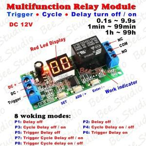 DC 5V 12V 24V 디지털 LED 디스플레이 다기능 릴레이 PLC 트리거 턴 온오프 사이클 타이머 모듈 프로그래밍