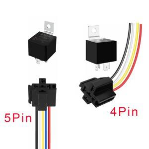 JD1912 자동차 릴레이 하네스 12V 40A 4핀 SPST 12AWG 5핀 소켓 색상 라벨이 붙은 전선