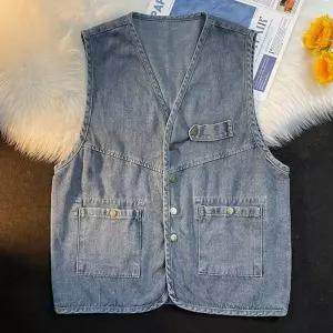 남여 커플 오버핏 청 조끼 베스트 데님 루즈 체형커퍼 커플옷 커플티 커플템