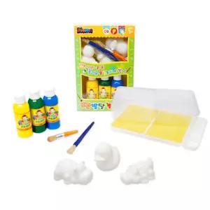 컬러링토이 미니 프렌즈 - FMF1( 하마 오리 악어 )핑거페인트 미술놀이 어린이 색칠 3D링 키즈파레트 공작