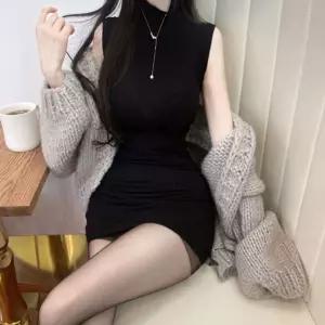 여성 민소매 원피스 슬림핏 쫀쫀한 반목 H라인 여름미니 나시 미시룩 스판