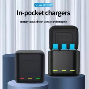 TELESIN 휴대용 배터리 충전기 GoPro Hero12 용 고속 충전 Hero 12 11 10 9 블랙 액션 카메라 액세서리