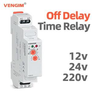 VENGIM 오프 지연 시간 릴레이 220V OR ACDC12V-240V 타이머 스위치Din 레일 포함
